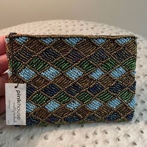 PinkHouse Incredibly Handmade Small Beaded Cosmetic Pouch Bag